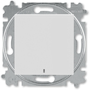 Выключатель кнопочный одноклавишный с подсветкой ABB Levit серый / белый