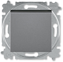 Переключатель кнопочный одноклавишный ABB Levit сталь / дымчатый чёрный