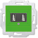 USB зарядка двойная ABB Levit зелёный