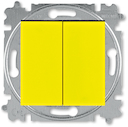 Выключатель кнопочный двухклавишный ABB Levit жёлтый / дымчатый чёрный