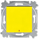 Переключатель одноклавишный с подсветкой ABB Levit контрольная жёлтый / дымчатый чёрный