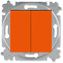 Выключатель кнопочный двухклавишный ABB Levit оранжевый / дымчатый чёрный