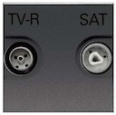 Розетка TV-R-SAT проходная с накладкой, серия Zenit, цвет антрацит