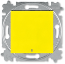 Выключатель кнопочный одноклавишный с подсветкой ABB Levit жёлтый / дымчатый чёрный