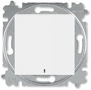Выключатель кнопочный одноклавишный с подсветкой ABB Levit белый / белый