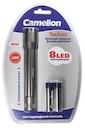 Camelion LED5104-8B (фонарь, матов черный, 8 LED, 2XR6 в комплекте, алюм.,блистер)