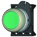 Кнопка плоская с фиксацией, зеленая прозрачная  - серия Хром