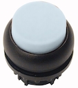 Головка кнопки с подсветкой, выступающие, без фиксации, цвет белый, черное лицевое кольцо