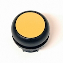 Головка кнопки без фиксации, цвет желтый, черное лицевое кольцо