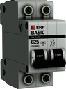 EKF mcb4729-2-25C Автоматический выключатель 2P 25А (C) 4,5кА ВА 47-29 Basic