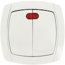 Париж Выключатель 2-клавишный с индикатором 10А белый EKF Simple