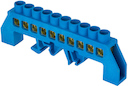 Шина "0" N (8х12мм) 10 отверстий латунь синий нейлоновый корпус комбинированный розничный стикер PROxima
