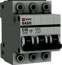 EKF mcb4729-3-10C Автоматический выключатель 3P 10А (C) 4,5кА ВА 47-29 Basic