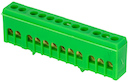 Шина "0" PE (6х9мм) 12 отверстий латунь зеленый изолированный корпус на DIN-рейку PROxima