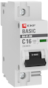 Автоматический выключатель 1P  16А (C) 10kA ВА 47-100 EKF Basic