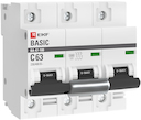 Автоматический выключатель 3P  63А (C) 10kA ВА 47-100 EKF Basic