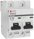 Автоматический выключатель 2P  32А (C) 10kA ВА 47-100 EKF Basic