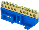 Шина "0" N (6х9мм) 10 отверстий латунь синий изолятор на DIN-рейку розничный стикер PROxima