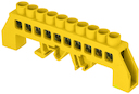 Шина "0" РЕ (8х12мм) 10 отверстий латунь желтый нейлоновый корпус комбинированный PROxima