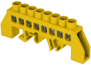 Шина "0" РЕ (8х12мм) 8 отверстий латунь желтый нейлоновый корпус комбинированный PROxima