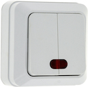 Рим Выключатель 2-клавишный с индикатором 10А белый