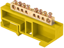 Шина "0" N (6х9мм) 8 отверстий латунь желтый изолятор на DIN-рейку PROxima