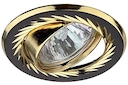 KL6A GU/G Светильник ЭРА литой пов. с гравировкой по кругу MR16,12V/220V, 50W черный металл/золото