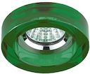 DK38 CH/GR Светильник ЭРА декор  кругл "толст.стекло" MR16,12V/220V, 50W, хром/зелёный