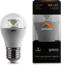 Лампа Gauss LED Globe-dim Crystal Clear E27 6W 2700K диммируемая 1/10/50