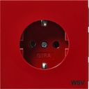 Розетка с заземляющим контактом с накладкой красного цвета и маркировкой "WSV"