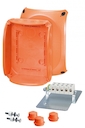 FK 1606 - Коробка ответвительная для пожароопасных зон, предел огнестойкости Е30 и Е90, IP 65/66, размер 155х210х92, цвет оранжевый, материал поликарбонат, в комплекте с 3-мя сальниками EDKF 32 (IP65), герметичная зона 8-23мм, 5-пол. клемма из жаропрочной