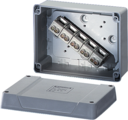 K 8105 - Коробка ответвительная , IP 65, размер 125х167х82, цвет серый, материал полистирол, гладкие стенки Макс. М32, 5-полюсный клеммник, под кабель до 4-10/16 мм2