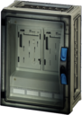 FP 2213 - Корпус для 2 электронных бытовых счетчиков АВВ с прозрачной дверью, без съемных боковых панелей, с 4 соединителями корпусов, размер 2, 360х270х163 мм, открывание инструментом, материал поликарбонат, цвет серый, в комплекте с проводами длина соед