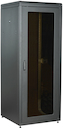 ITK Шкаф сетевой напольный 19" LINEA N 28U 800х800мм стеклянная передняя дверь, задняя металлическая черный