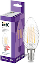 Лампа светодиодная CT35 свеча витая прозрачная 7Вт 230В 4000К E14 серия 360° IEK