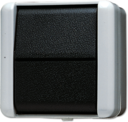 Выключатель одноклавишный перекрестный WG800 (10 А, с возм. подсветки, в сборе, о/у, серый/черный)