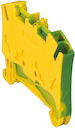 Желто-зеленая Пружинная клемма Viking 3 заземляющая однополюсная 2 проводника шаг 6мм