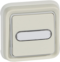 Кнопка Н.О.+Н.З. с держателем этикетки одноклавишный, с подсветкой, цвет - белый