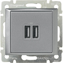Розетка USB (2xUSB, под рамку, с/у, алюминий)