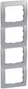 Рамка Galea Life 4 поста (вертикальная, soft aluminium)