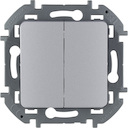 Legrand Inspiria 673622 выключатель двухклавишный для скрытого монтажа, цвет "Алюминий", номинальный ток 10 А, напряжение ~250В.