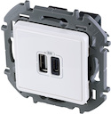 Legrand Inspiria 673760 зарядное устройство для скрытого монтажа , тип А-тип С, цвет "Белый". Напряжение ~240В/=5В, максимальный зарядный ток 3000 мА