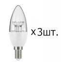 Лампа "свеча" в УПАК (3шт.) Е14 светодиод. (LED)  5,4Вт (= 40Вт ЛН) тепло-бел. прозрачная 230В OSRAM