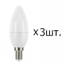 Лампа "свеча" в УПАК (3шт.) Е14 светодиод. (LED)  5,4Вт (= 40Вт ЛН) тепло-бел. матов. 230В OSRAM