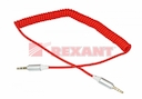 Аудио кабель AUX 3.5 мм шнур спираль 1M красный