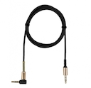 Аудио кабель 3,5 мм штекер-штекер угловой, металлические разъемы,  1М черный