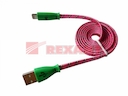 USB кабель светящиеся разъемы для iPhone 5/6/7 моделей шнур шелк плоский1М розовый Выводим