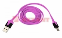 USB кабель универсальный microUSB шнур плоский 1М розовый