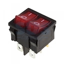 Выключатель клавишный 250V 6А (6с) ON-OFF красный с подсветкой ДВОЙНОЙ  Mini  (RWB-305)  REXANT