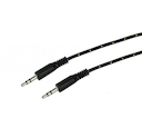 Аудио кабель AUX 3.5 мм в тканевой оплетке 1M черный, 18-4071-9